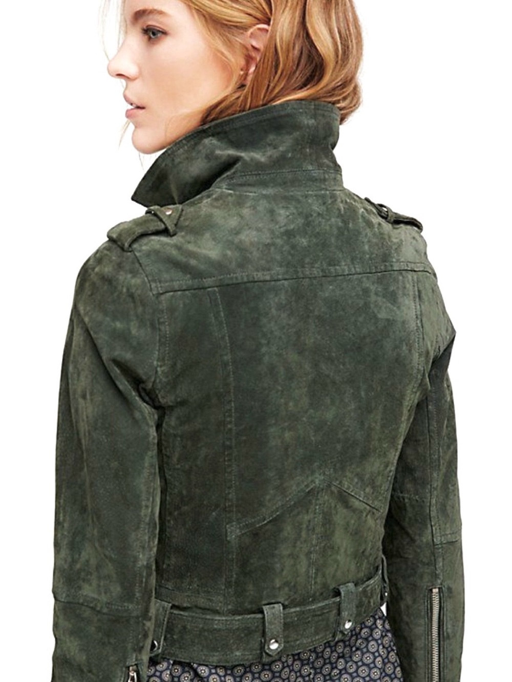 Blank NYC Moss Green Suede Moto Jacket